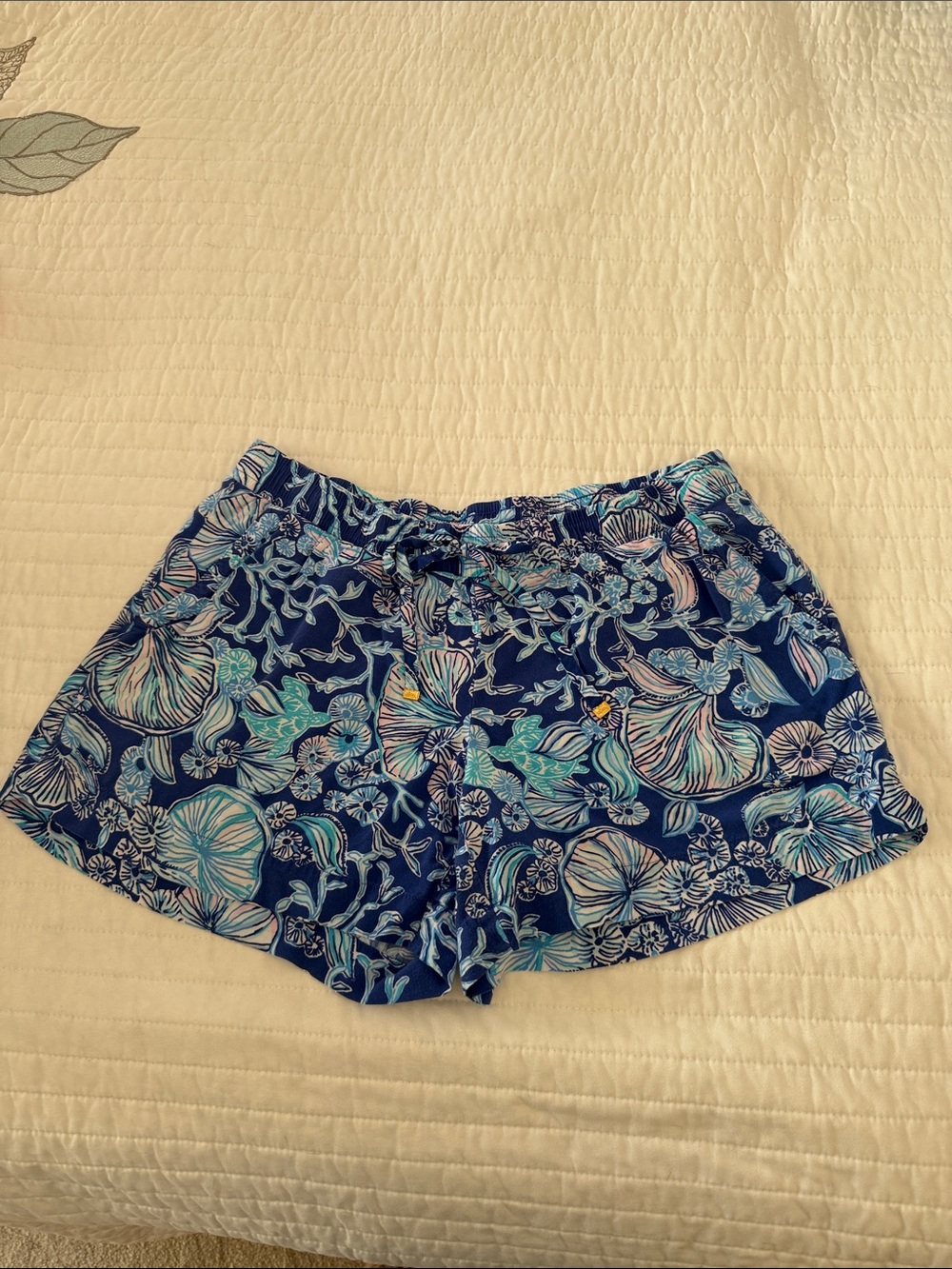 Lilly Pulitzer Navy Blue & Aqua Floral Athletic Shorts
